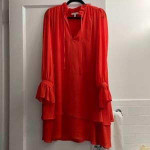 Orange Tiered A-line mini dress